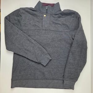 Orvis Mens Quarter Zip Pullover Sweatshirt Gray Fleece Mock Neck Medium